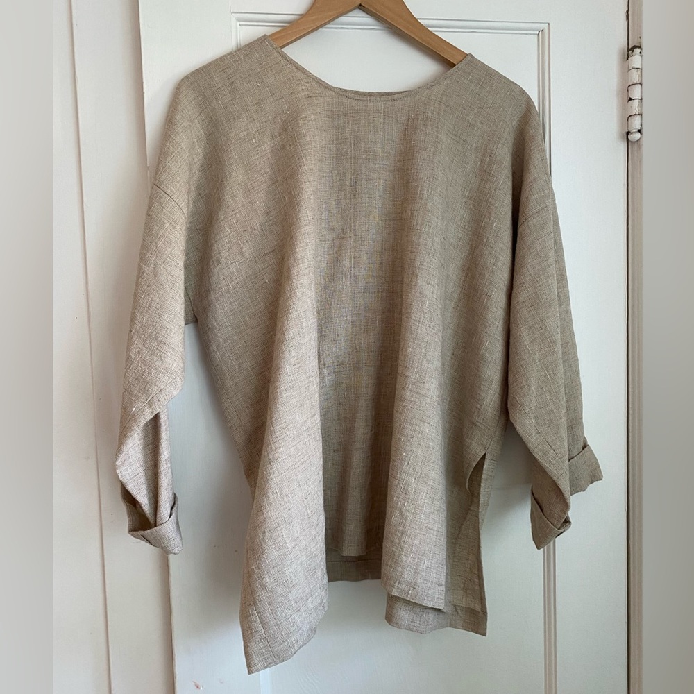 MUKU Women's tan Windowpane Tunic Top - Brand:
